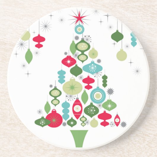 moderne Vintage Retro-Weihnachtsbaum Untersetzer (Vorne)