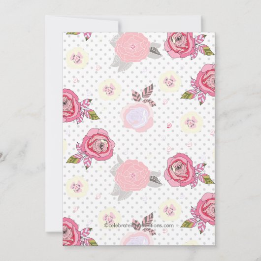 Moderne Vintage Rosa Blume Abschluss Einladung (Rückseite)