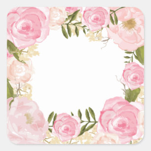 Moderne Vintage-Rosa-Blumen-Hochzeitsdecke Custom Quadratischer Aufkleber