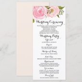 Moderne Vintage-Rosa Blumen-Hochzeitsprogrammkarte Programm (Vorne/Hinten)