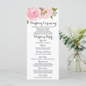 Moderne Vintage-Rosa Blumen-Hochzeitsprogrammkarte Programm (Stehend Vorderseite)