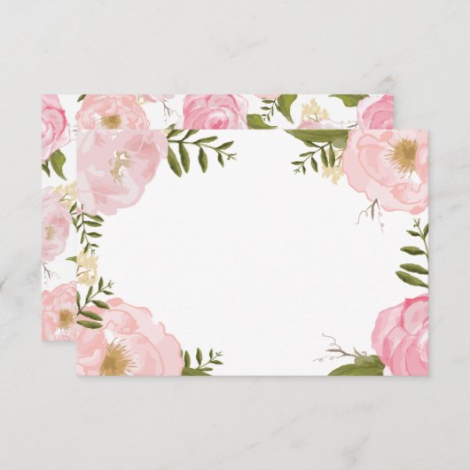 Moderne Vintage rosa Blumenkarte (Vorne/Hinten)