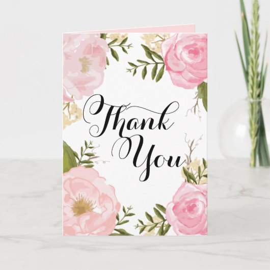 Moderne Vintage rosa Blumenzete Vielen Dank Dankeskarte (Vorderseite)