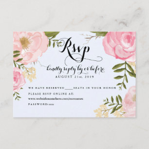 Moderne Vintage rosa Blumenzwiebelblumen Online-UA RSVP Karte