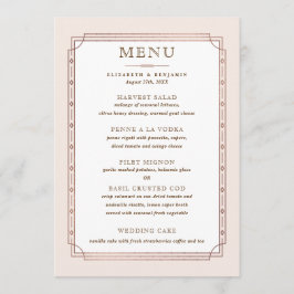 Moderne Vintage Rosa Rose Gold Hochzeit Menükarte