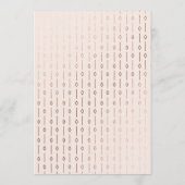 Moderne Vintage Rosa Rose Gold Hochzeit Menükarte (Rückseite)