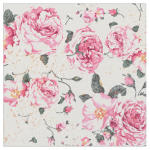 Moderne vintage rosa schwarze Rosen florales Muste Stoff