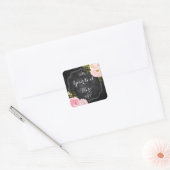 Moderne Vintage Rose Chalkboard Custom Gevor Quadratischer Aufkleber (Umschlag)