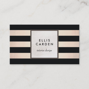 Moderne Vintage Rose Gold Streifen Visitenkarte