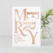 Moderne Vintage Rose Goldtypografie Chritsmas Ankündigung (Stehend Vorderseite)