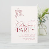 Moderne Vintage-Rote Weihnachtsfeier-Einladung Feiertagskarte (Stehend Vorderseite)