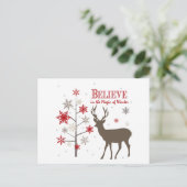 moderne Vintage Rustikale Hirsche und Schneeflocke Postkarte (Stehend Vorderseite)