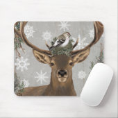 moderne vintage rustikale Waldhirsche im Winter Mousepad (Mit Mouse)