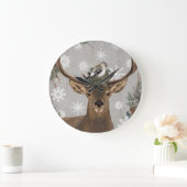 moderne Vintage rustikale Waldwinterrotwild Große Wanduhr (Zuhause)