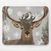 moderne Vintage rustikale Waldwinterrotwild Mousepad (Vorne)