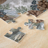 moderne Vintage rustikale Waldwinterrotwild Puzzle (Seite)