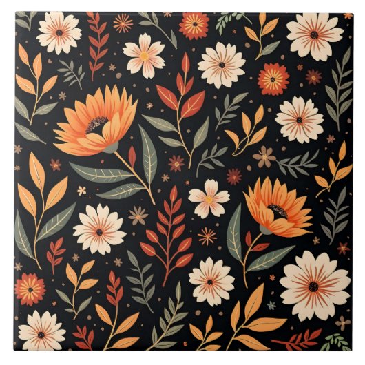 Moderne Vintage Sammlung von Blumen Fliese (Vorderseite)