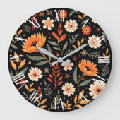 Moderne Vintage Sammlung von Blumen Große Wanduhr (Vorderseite)