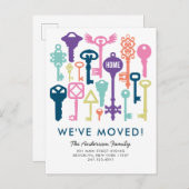 Moderne Vintage Schlüssel, die wir bewegt haben Ankündigungspostkarte (Vorne/Hinten)