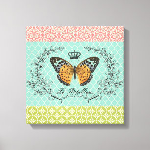 Moderne Vintage-Schmetterling auf Spannrahmenleinw Leinwanddruck