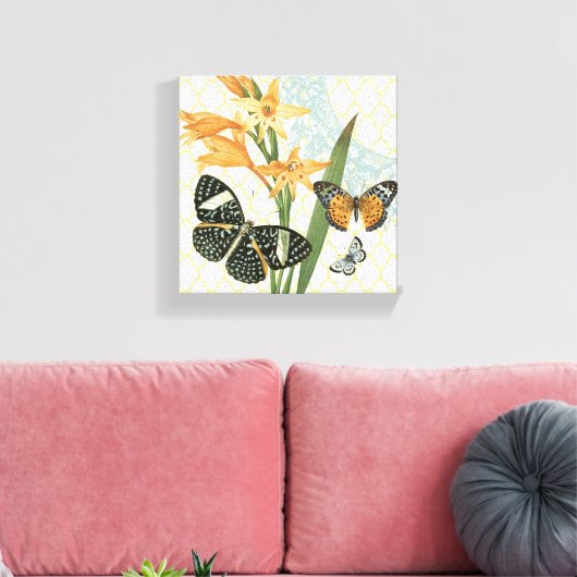 Moderne Vintage Schmetterlinge gedehnte Leinwand (Insitu (Wohnzimmer))