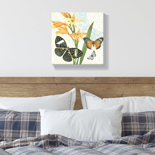 Moderne Vintage Schmetterlinge gedehnte Leinwand (Insitu (Schlafzimmer))