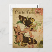 Moderne Vintage Schmetterlinge Kunst Postkarte (Vorne/Hinten)