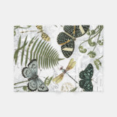 moderne Vintage Schmetterlinge und Libellen Fleecedecke (Vorderseite (Horizontal))