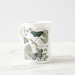 moderne Vintage Schmetterlinge und Libellen Porzellantasse