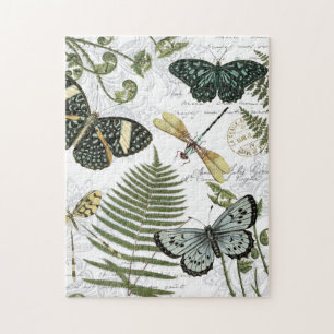 moderne Vintage Schmetterlinge und Libellen Puzzle