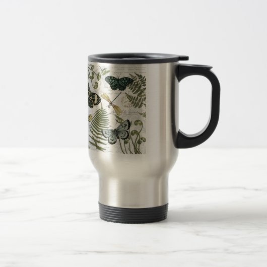 moderne Vintage Schmetterlinge und Libellen Reisebecher (Rechts)