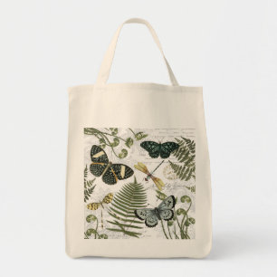 moderne Vintage Schmetterlinge und Libellen Tragetasche
