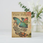 Moderne Vintage Schmetterlingsflora-Collage Postkarte (Stehend Vorderseite)