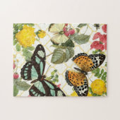 moderne vintage Schmetterlingsgarten Puzzle (Horizontal)