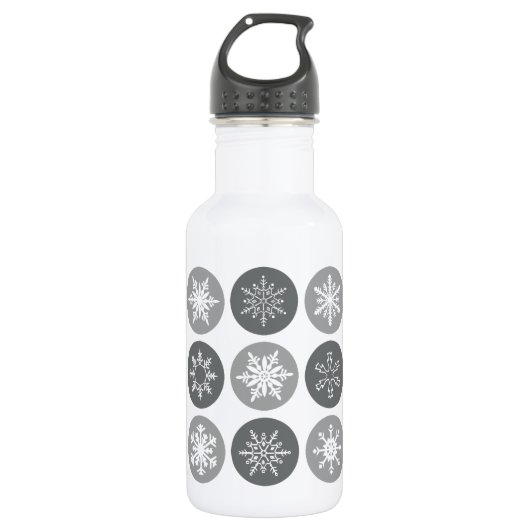 moderne Vintage Schneeflocken Edelstahlflasche (Vorderseite)
