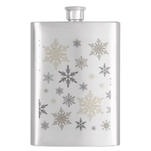 moderne Vintage Schneeflocken Flachmann