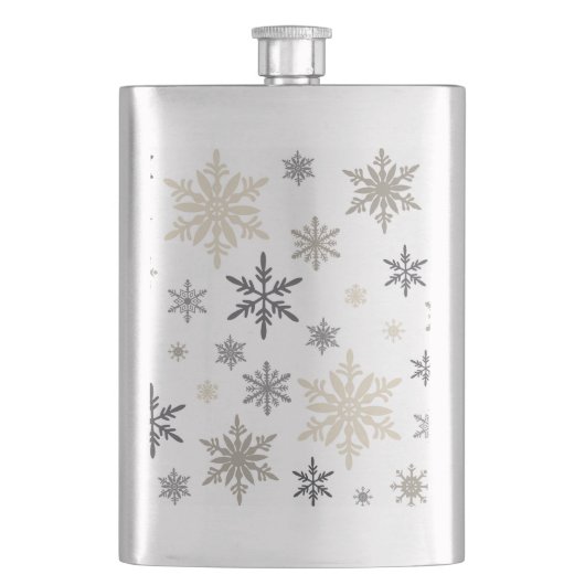moderne Vintage Schneeflocken Flachmann (Vorderseite)