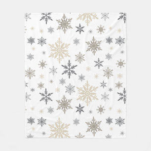 Moderne Vintage-Schneeflocken Fleecedecke