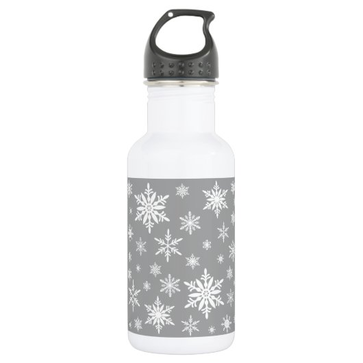 moderne Vintage Schneeflocken Trinkflasche (Vorderseite)
