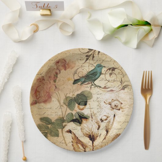 Moderne Vintage Schriften Pappteller (Hochzeit)