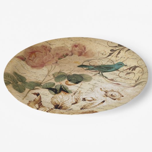 Moderne Vintage Schriften Pappteller (Schrägansicht)