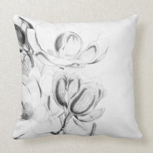 Moderne Vintage Schwarz-weiße Aquarellblume Kissen