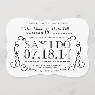 Moderne Vintage Scroll Hochzeitsvorlage Einladung