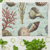 Moderne Vintage Seashells Küchentuch (Gefaltet)