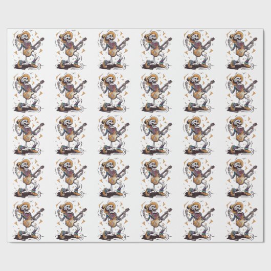 Moderne Vintage Skelettspiele Gitarre Geschenkpapier (Flach)