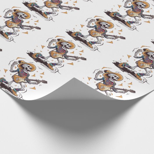 Moderne Vintage Skelettspiele Gitarre Geschenkpapier (Ecke)