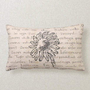 Moderne Vintage-Sonnenblumen-Illustration Manuskri Lendenkissen
