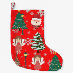 Moderne vintage traditionelle rote Santa l Mädchen Kleiner Weihnachtsstrumpf