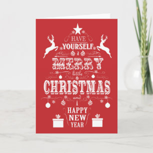 moderne Vintage-Typografie-Weihnachtsbaum Feiertagskarte
