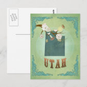 Moderne Vintage Utah Staat Map - Sage Green Postkarte (Vorne/Hinten)